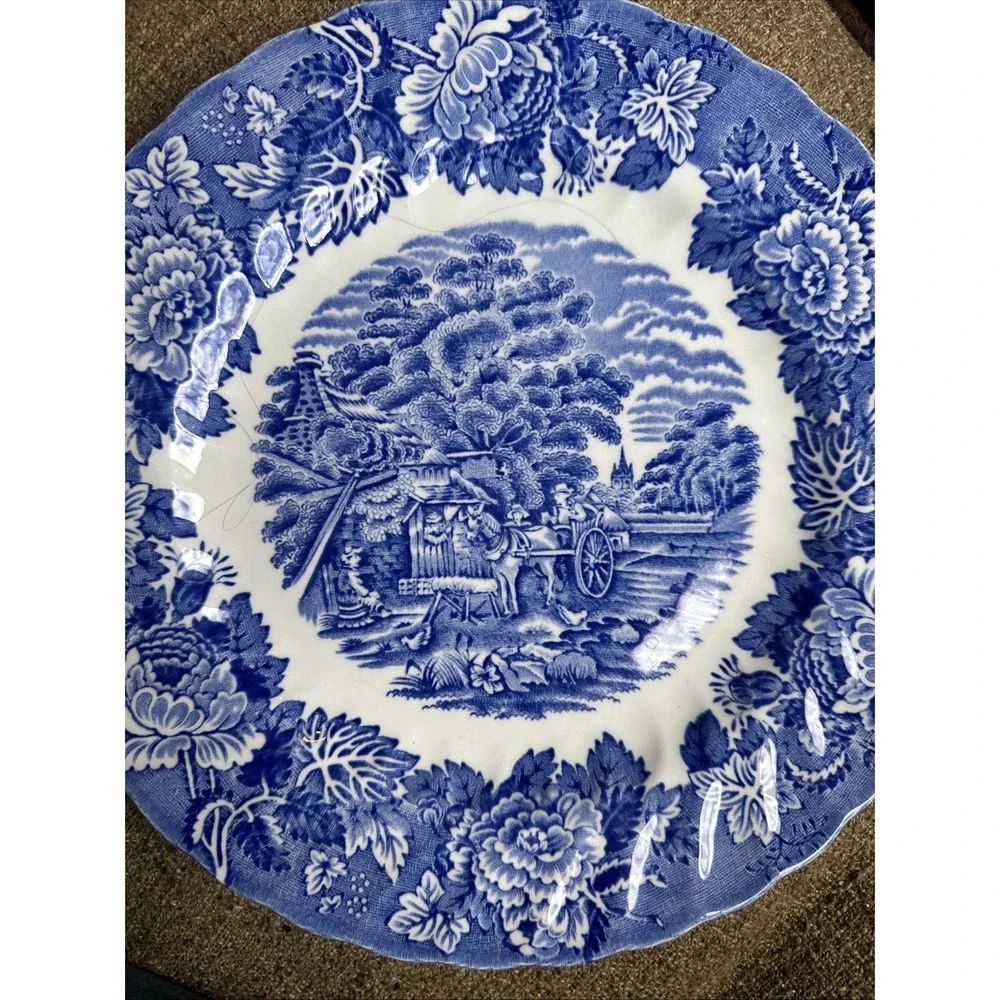 Replacement Woods Ware English Scenery Blue White 10 In Dinner PlateEngland